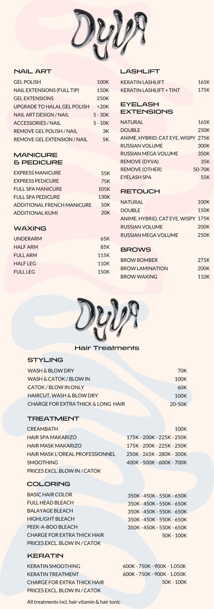 Dyva beauty bar bekasi pricelist